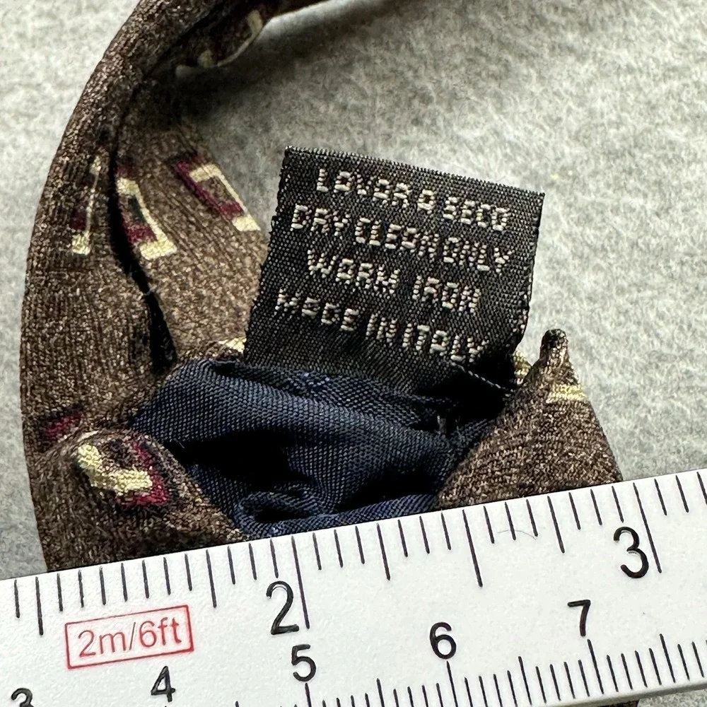 Vintage Guy Laroche‎ Silk Tie Brown Geometric Pattern Made Italy 59x3.75in NOTE